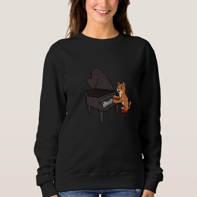 Pianist Cat Musician Instrumentalist Piano Player  T Shirt (Framsida)