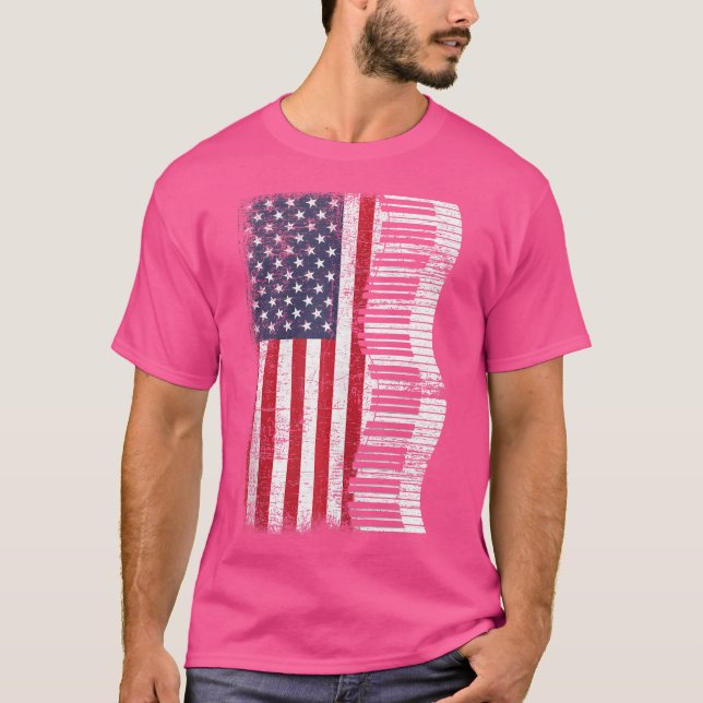 Pianist Classical Music Us Flag Keyboard Piano Pla T Shirt (Framsida)