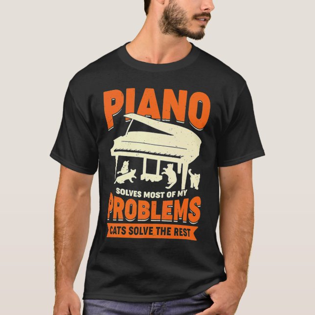 Pianist för en katt t shirt (Framsida)