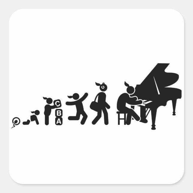 Pianist Fyrkantigt Klistermärke (Framsida)