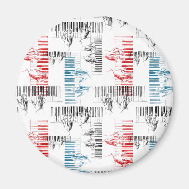 Pianist händer mönster magnet (Framsidan)
