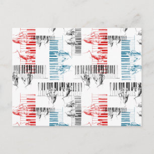 Pianist händer mönster vykort