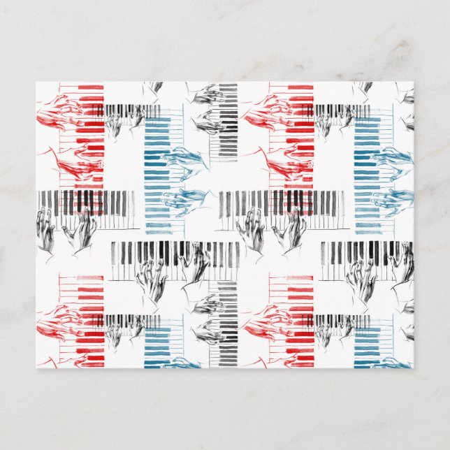 Pianist händer mönster vykort (Framsida)