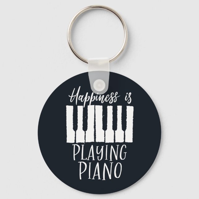 Pianist Happity spelar Piano Nyckelring (Framsida)