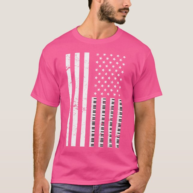 Pianist Keyboard Classical Music Us Flag Piano Pla T Shirt (Framsida)