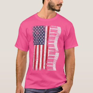 Pianist Klassisk Musik Us Flag Tangentbord Piano P T Shirt
