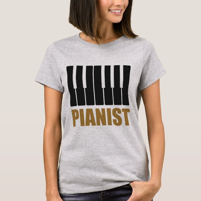 Pianist Modern Typografi T Shirt (Framsida)
