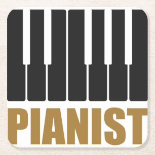 Pianist Modern Typografi Underlägg Papper Kvadrat