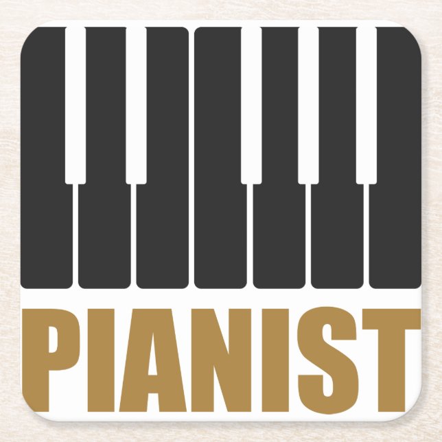 Pianist Modern Typografi Underlägg Papper Kvadrat (Framsidan)