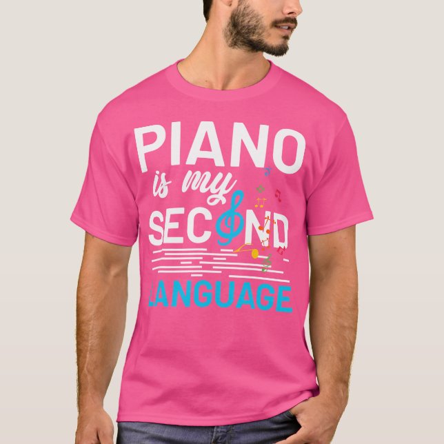Pianist Musician Music Notes Treble Clef Piano T Shirt (Framsida)