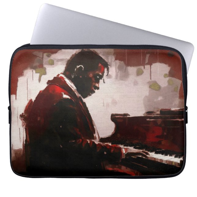 Pianist på nattklubb laptop fodral (Framsidan)