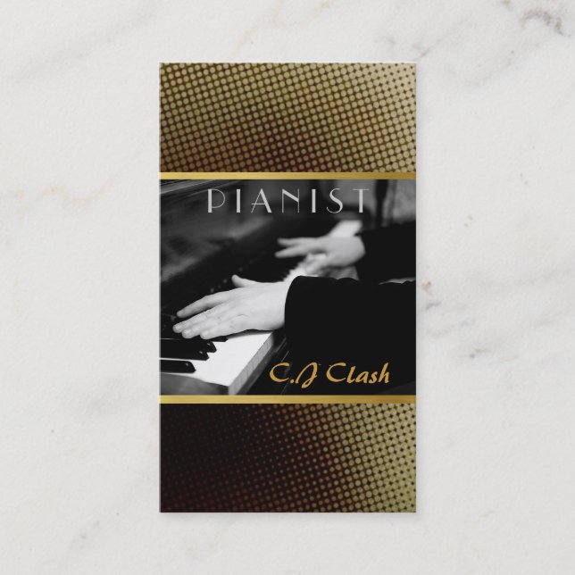 Pianist, Piano, Lessons, Music Entertainment Visitkort (Framsida)