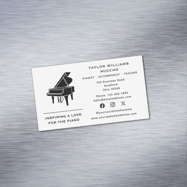 Pianist Piano Teacher Accompanist Roligt Social Me Magnetiska Visitkort (In Situ)