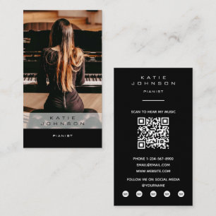 Pianist Pianomusiker Lärar Foto QR-kod Visitkort