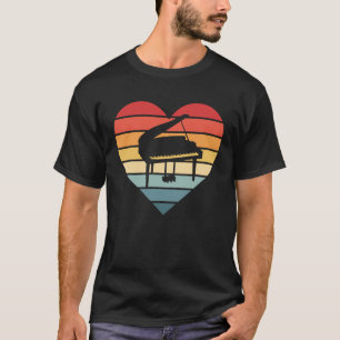 Pianist presenterar Retro Sunset Piano Player Teac T Shirt