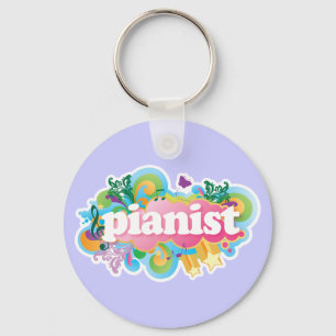 Pianist Retro Piano Gift Nyckelring