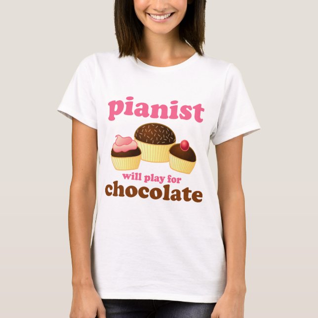 Pianist ska lek för choklad tee shirt (Framsida)