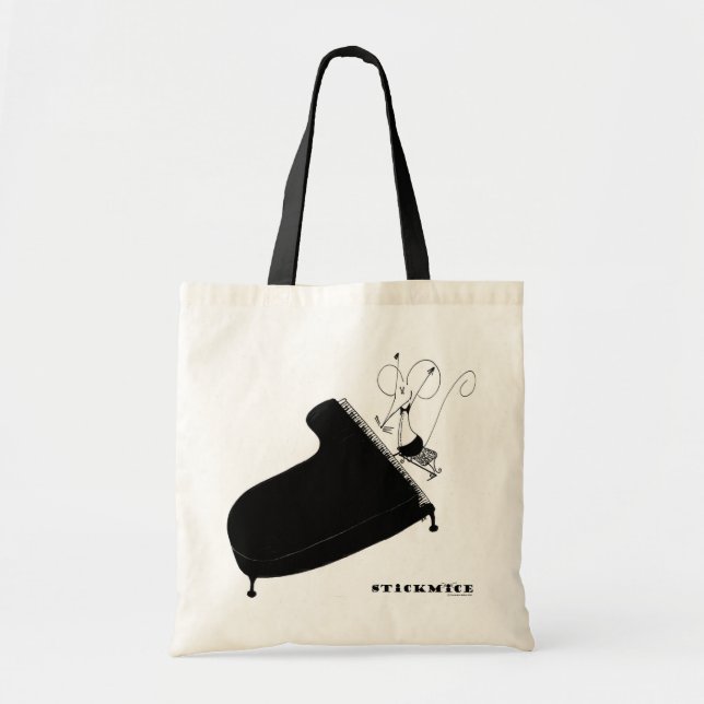 Pianist - Stickmice Tote Bag Tygkasse (Framsidan)