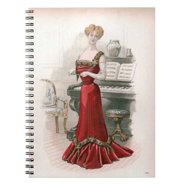 Pianist Vintage Edwardian Mode Illustration Anteckningsbok (Framsidan)