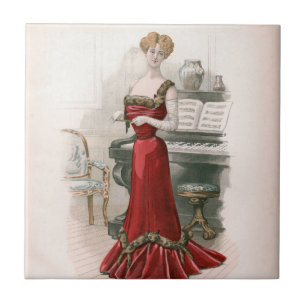Pianist Vintage Edwardian Mode Illustration Kakelplatta
