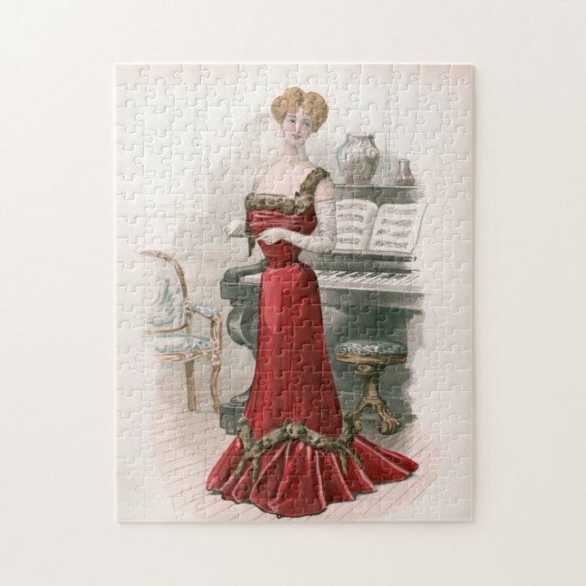 Pianist Vintage Edwardian Mode Illustration Pussel (Vertikal)