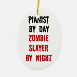 Pianist Zombie Sayer Julgransprydnad Keramik