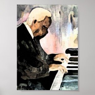 Pianista Jazz O indian Bläck Artwork Impresiones Poster