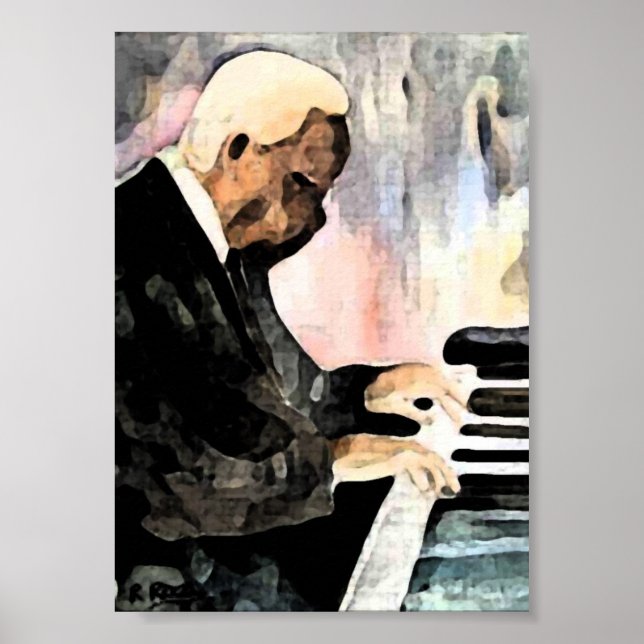 Pianista Jazz O indian Bläck Artwork Impresiones Poster (Framsidan)