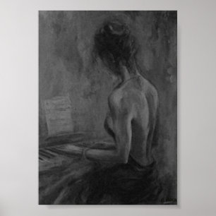 Pianista Mujer Original charcoilAtwork Impressione Poster