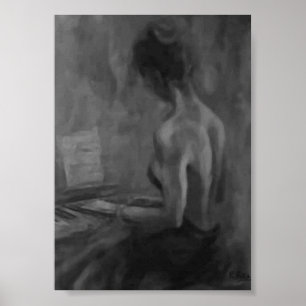 Pianista Mujer Original Oils Artwork Impressiones Poster