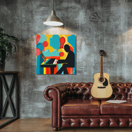 Pianisten - Original oljemålning Fototryck