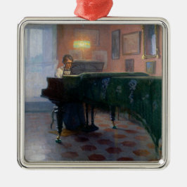 Pianisten (Pianist) (Kvinnlig Musiker) Julgransprydnad Metall