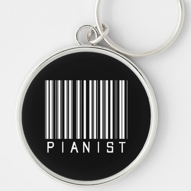 Pianistpuben kodifierar rund silverfärgad nyckelring (Framsidan)