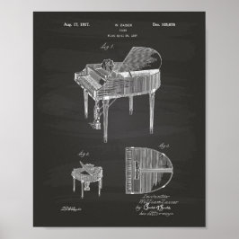 Piano 1937 Patent Art Chalkboard Poster