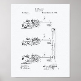 Piano Action 1886 Patent Art White Papper Poster