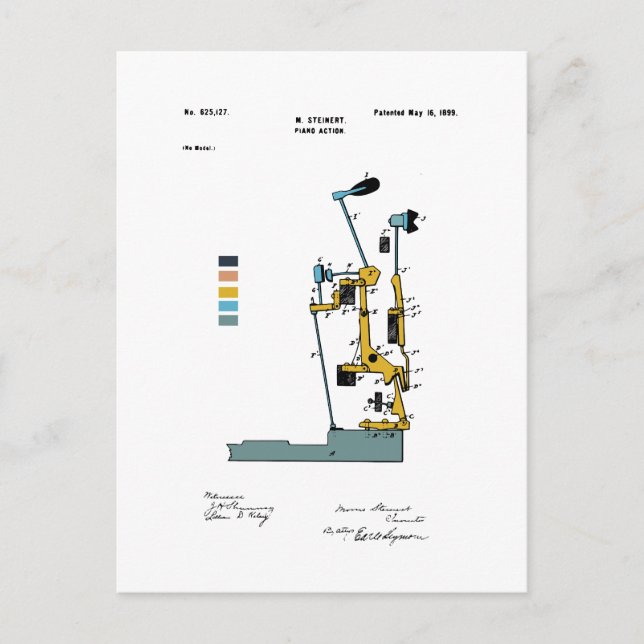 Piano Action - Patent Max Steinert - Färgad Vykort (Framsida)