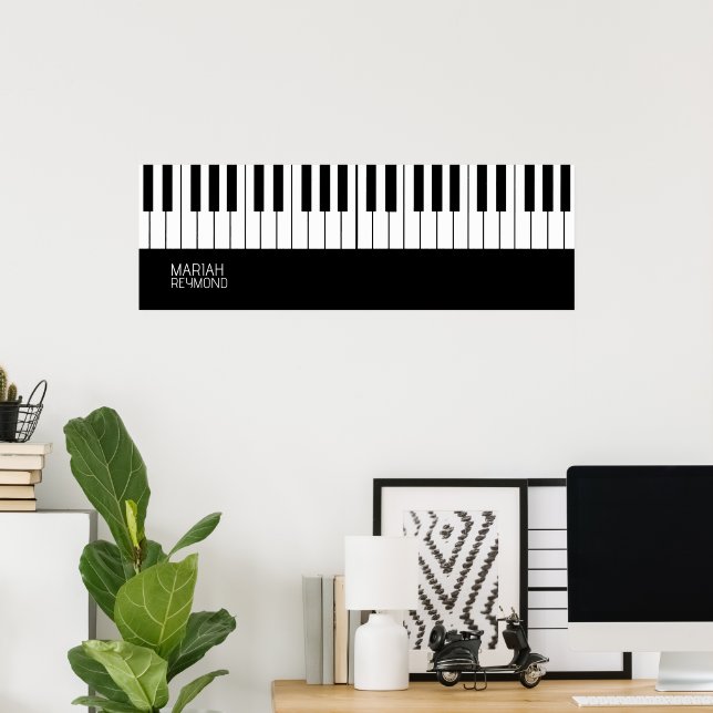 Piano All-over Black Yta med Namn Poster (Hemmakontoret)
