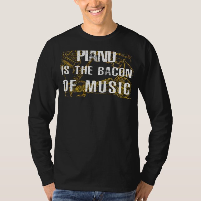 "Piano" är "Bacon of Music Te" T Shirt (Framsida)