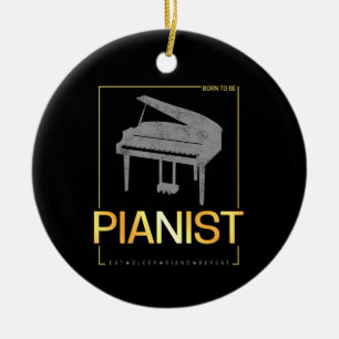 Piano är född för att vara Pianist Musician Vintag Julgransprydnad Keramik