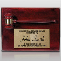 Piano Avslutat Rosewood Gavel Award Plaque
