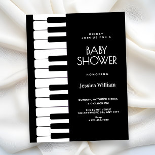 Piano baby shower inbjudningar