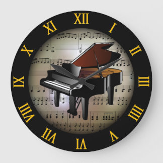 Piano ~ Bakgrund "Musical Planet" *~ Stor Klocka