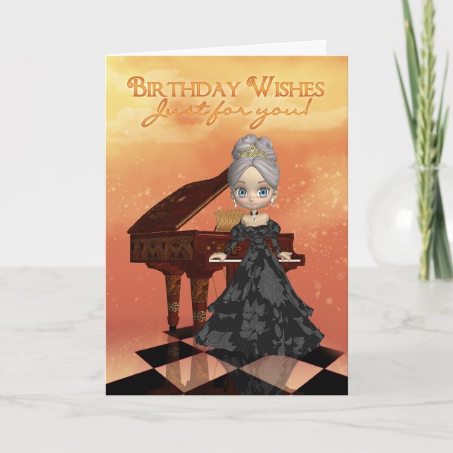 Piano Birthday Greeting Card Birthday Önskemål Jus Kort (Framsida)