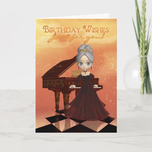 Piano Birthday Greeting Card Birthday Önskemål Kort (Framsida)