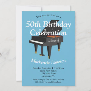 Piano Birthday-inbjudan Musician Inbjudningar