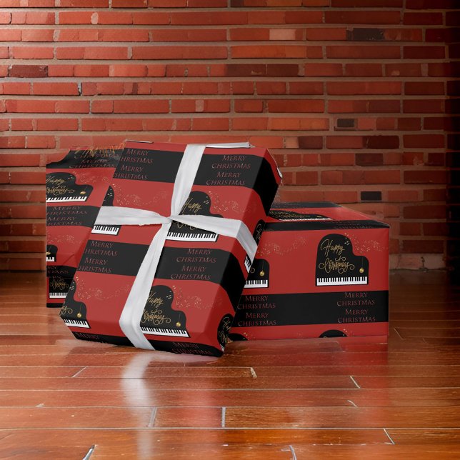 Piano Black & Red God jul Presentpapper (Skapare uppladdad)
