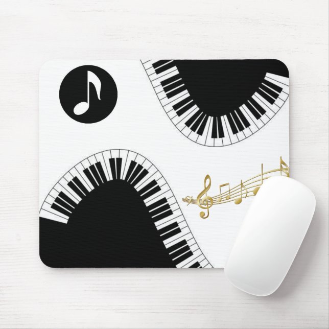 Piano Black White Musik noter Mouse Pad! Muspets Musmatta (Med mus)