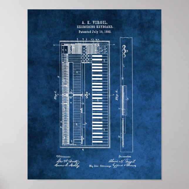 Piano Blueprint #6 Piano student-gåva Poster (Framsidan)