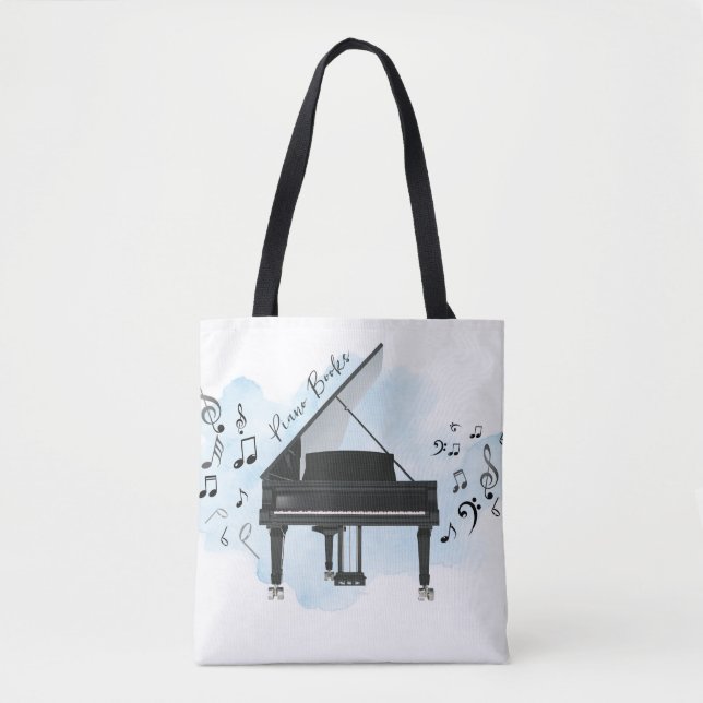 Piano Bokar Musik noter Tote Bag Tygkasse (Framsida)
