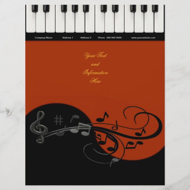 Piano Business Letterhead Brevhuvud (Framsida)
